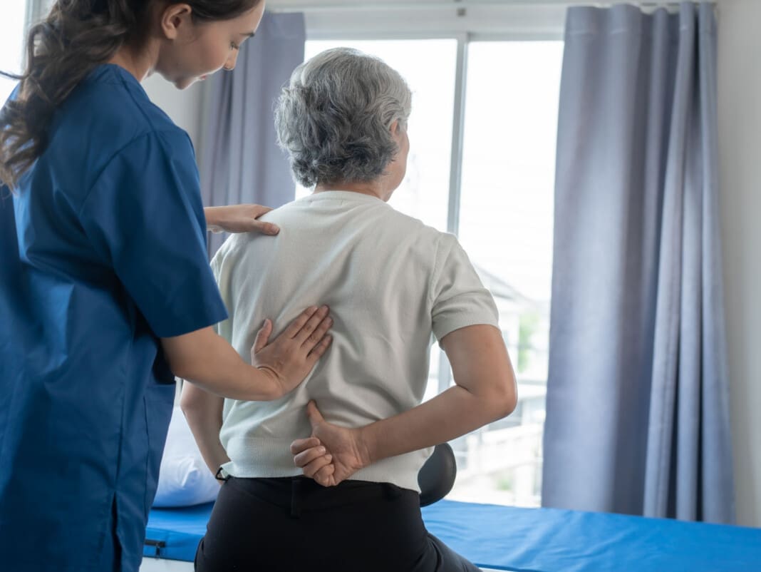Asian senior care nurses and grandmothers provide caring support